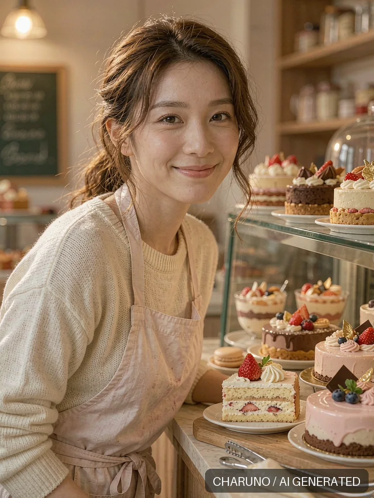 甜品店女店主 · 图库，第 3 张生成图片