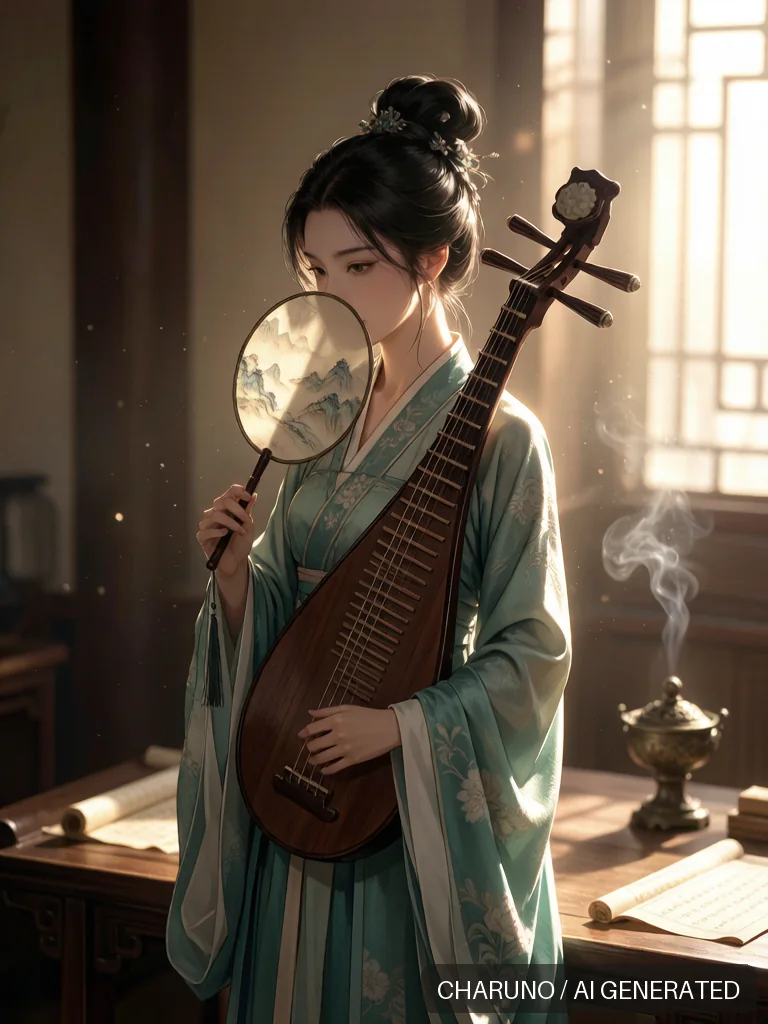 琵琶乐师 · 图库，第 6 张生成图片