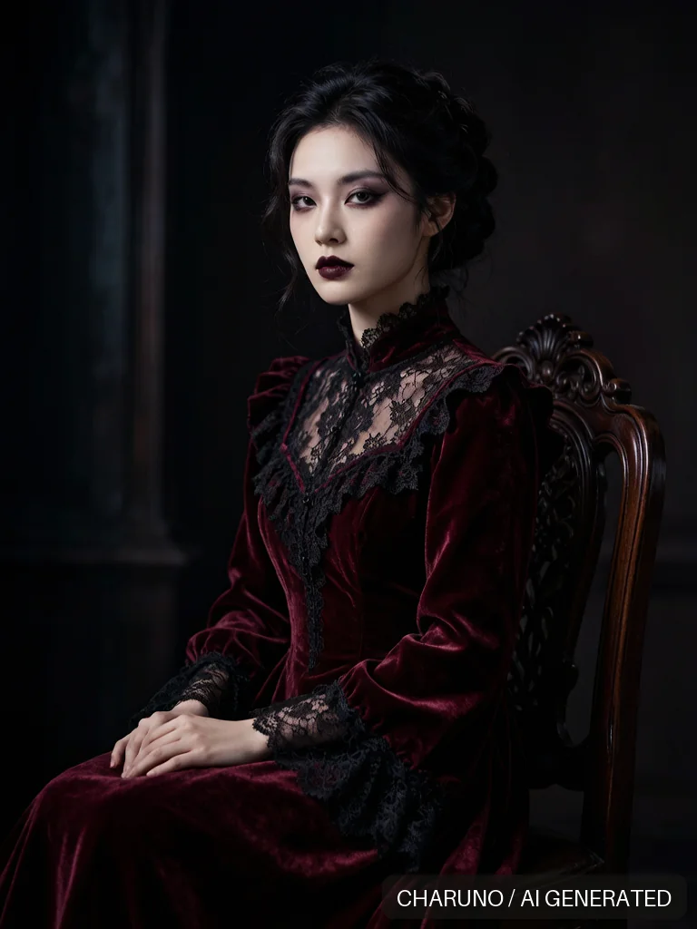 哥特暗黑时装 · 虚构成年女性，第 3 张生成图片