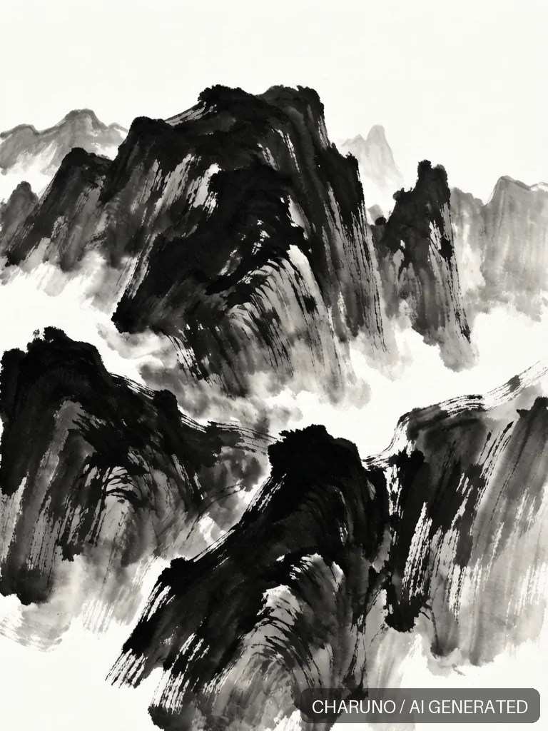 泼墨山水 · 图库,第 4 张生成图片