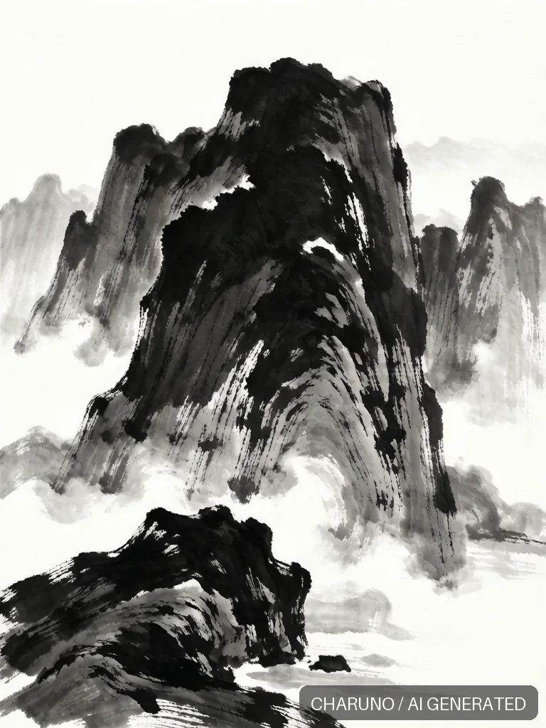 泼墨山水 · 图库,第 1 张生成图片