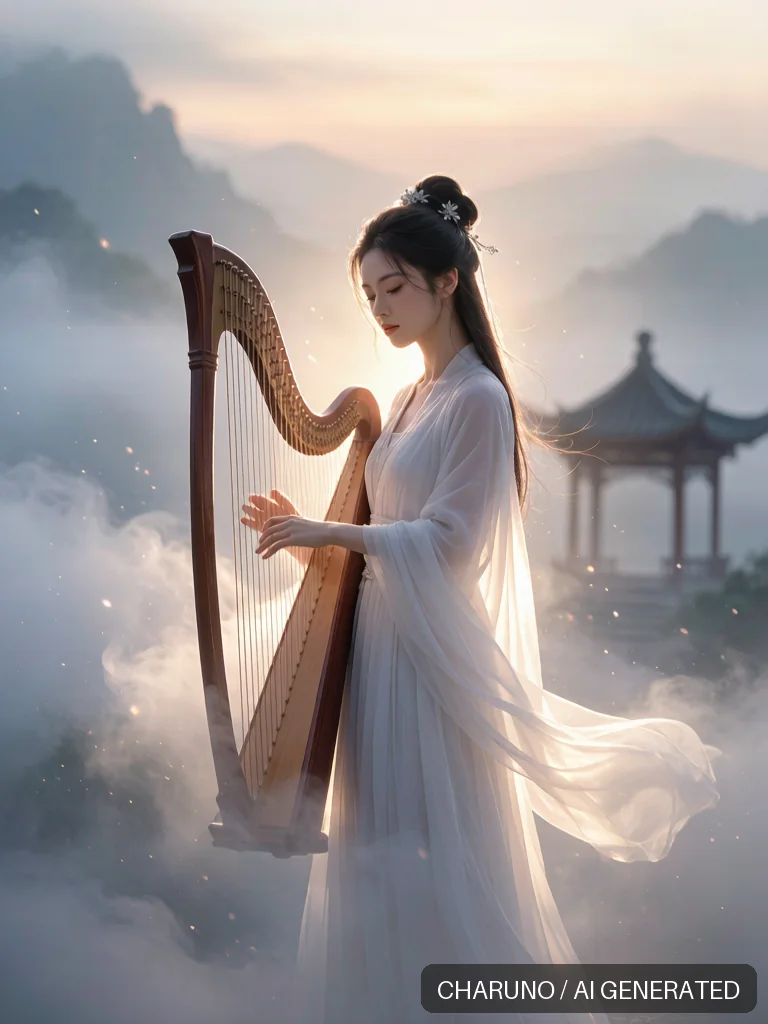 箜篌乐师 · 图库，第 6 张生成图片