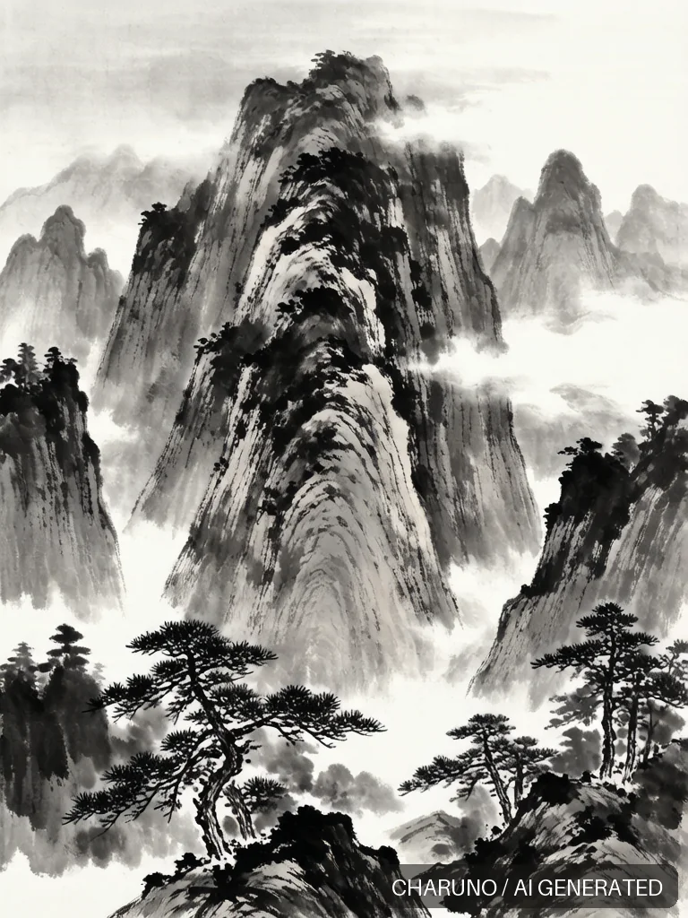 水墨山水 · 图库,第 3 张生成图片