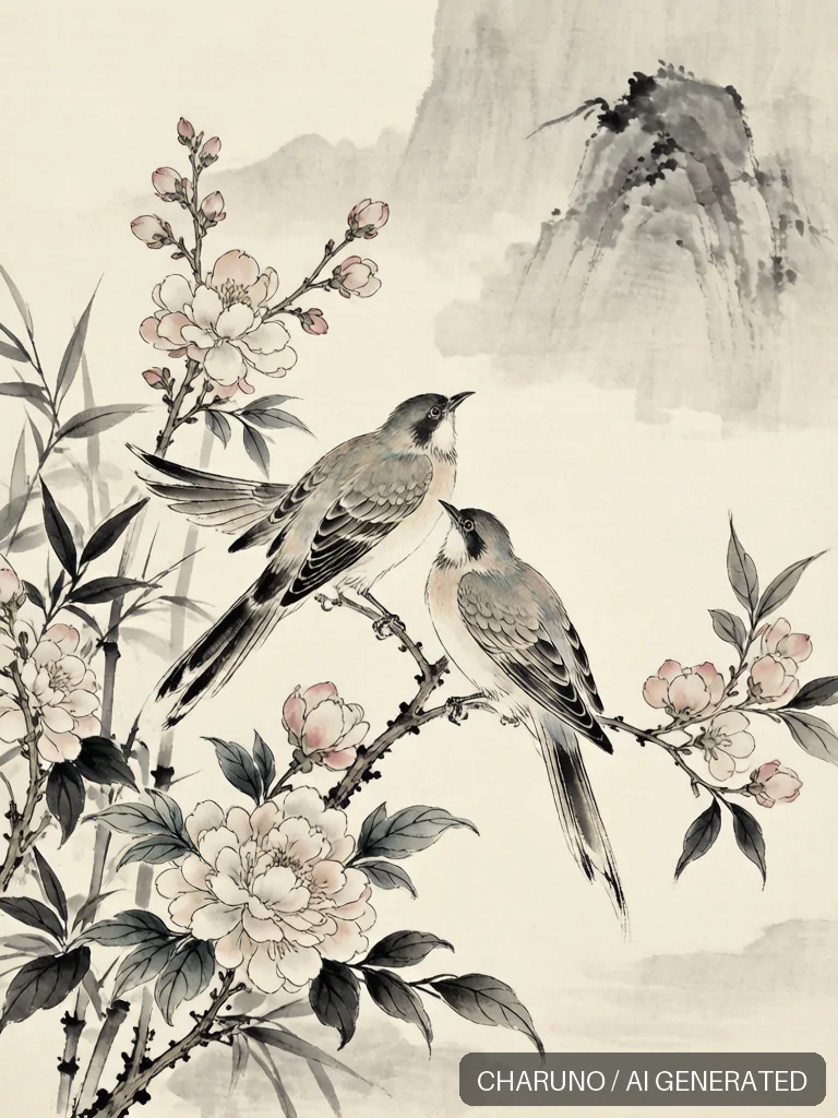 工笔花鸟 · 图库，第 7 张生成图片