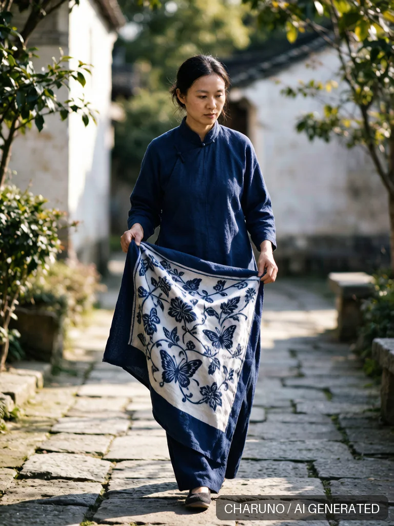 蓝印花布匠人 · 图库，第 4 张生成图片