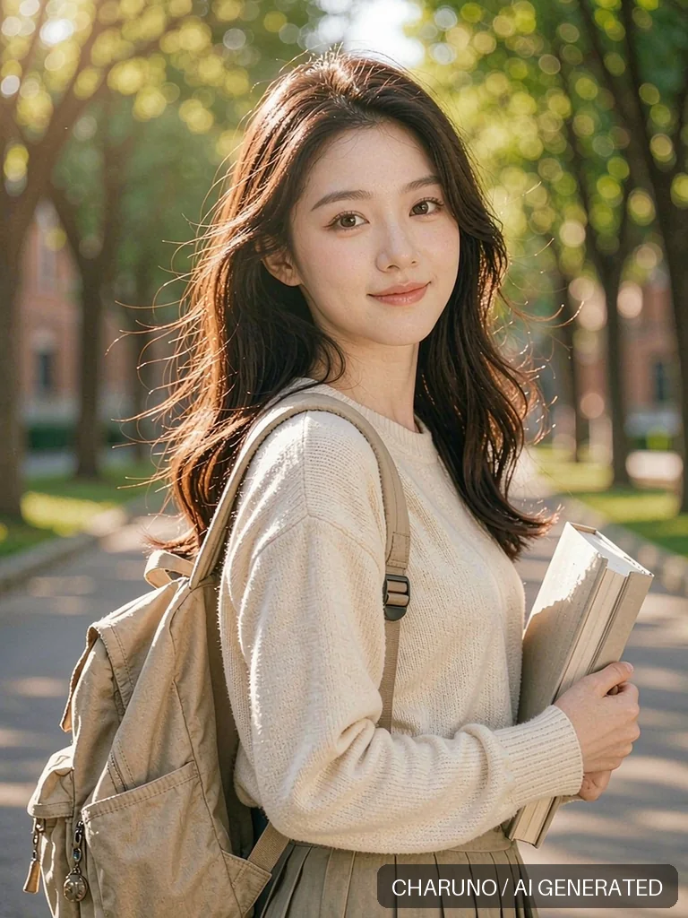 校园女大学生 · 图库，第 3 张生成图片