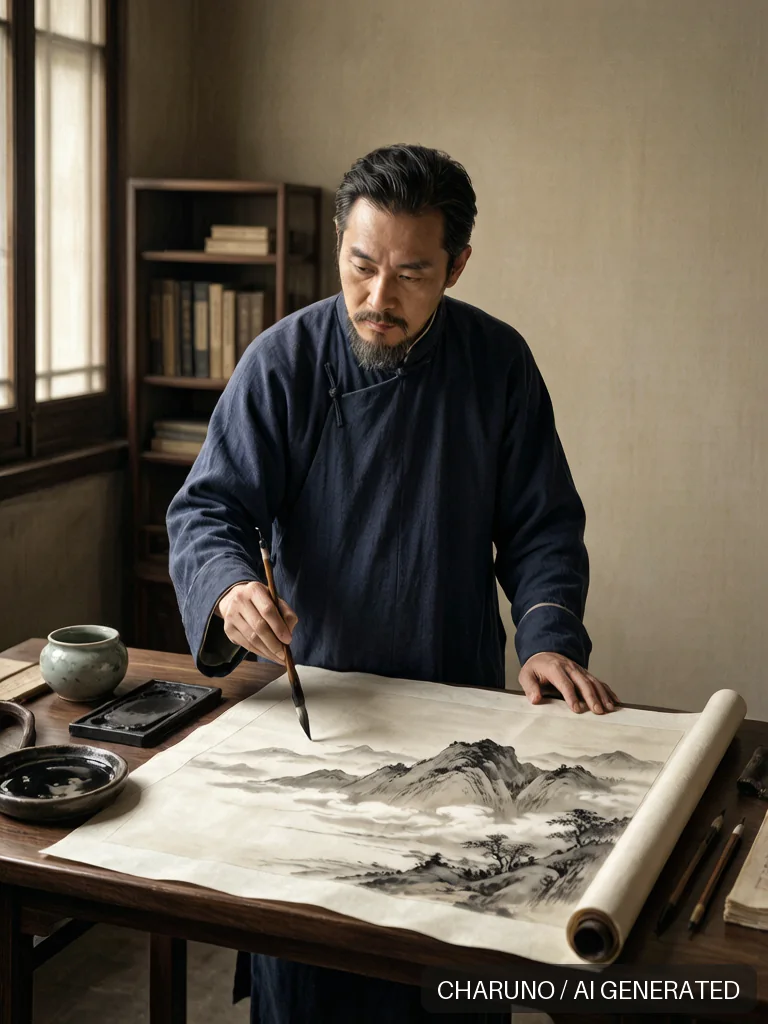 国画画家 · 图库，第 8 张生成图片