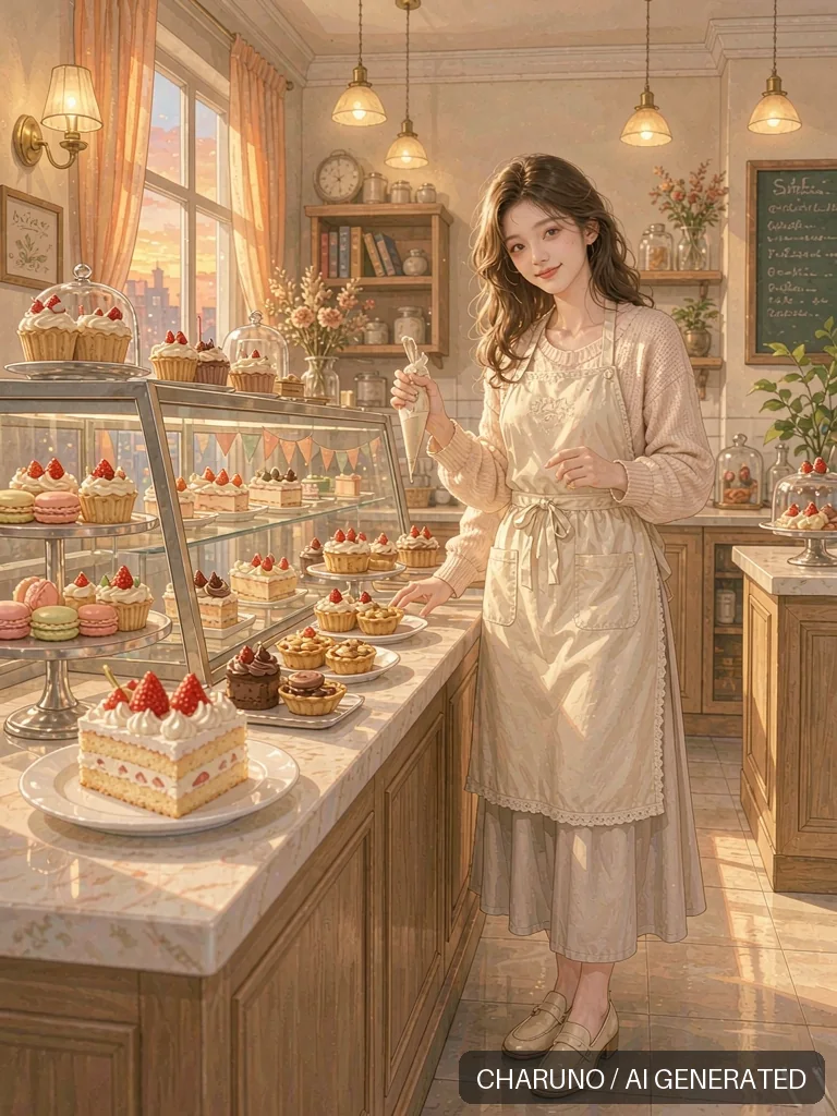 甜品店女店主 · 图库，第 8 张生成图片