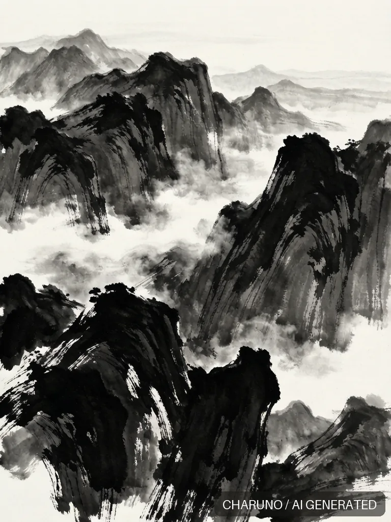 泼墨山水 · 图库,第 2 张生成图片