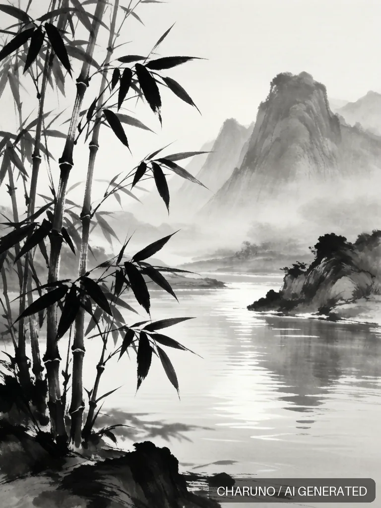 国画墨竹 · 图库，第 6 张生成图片