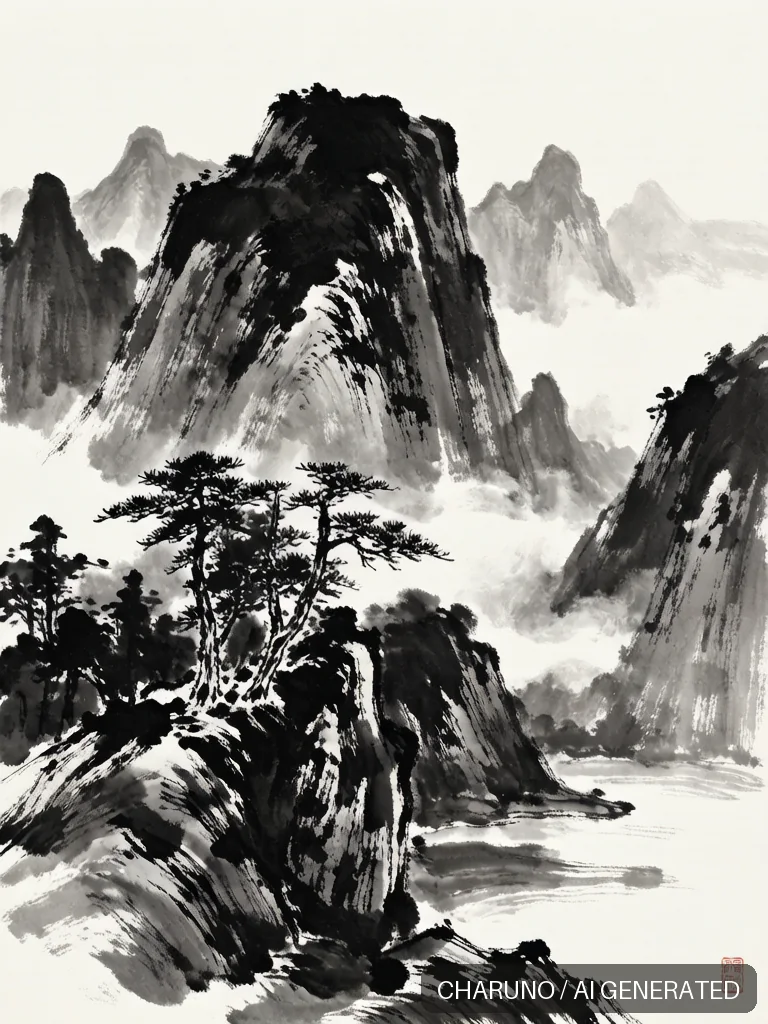 水墨山水 · 图库,第 7 张生成图片