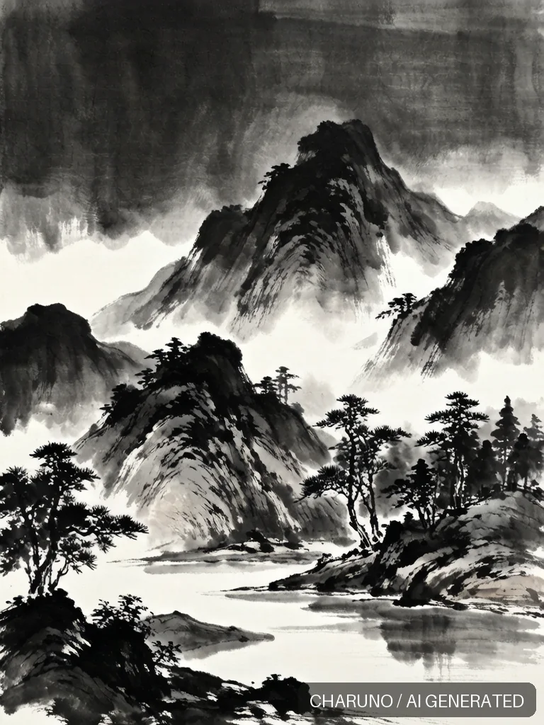 水墨山水 · 图库,第 5 张生成图片