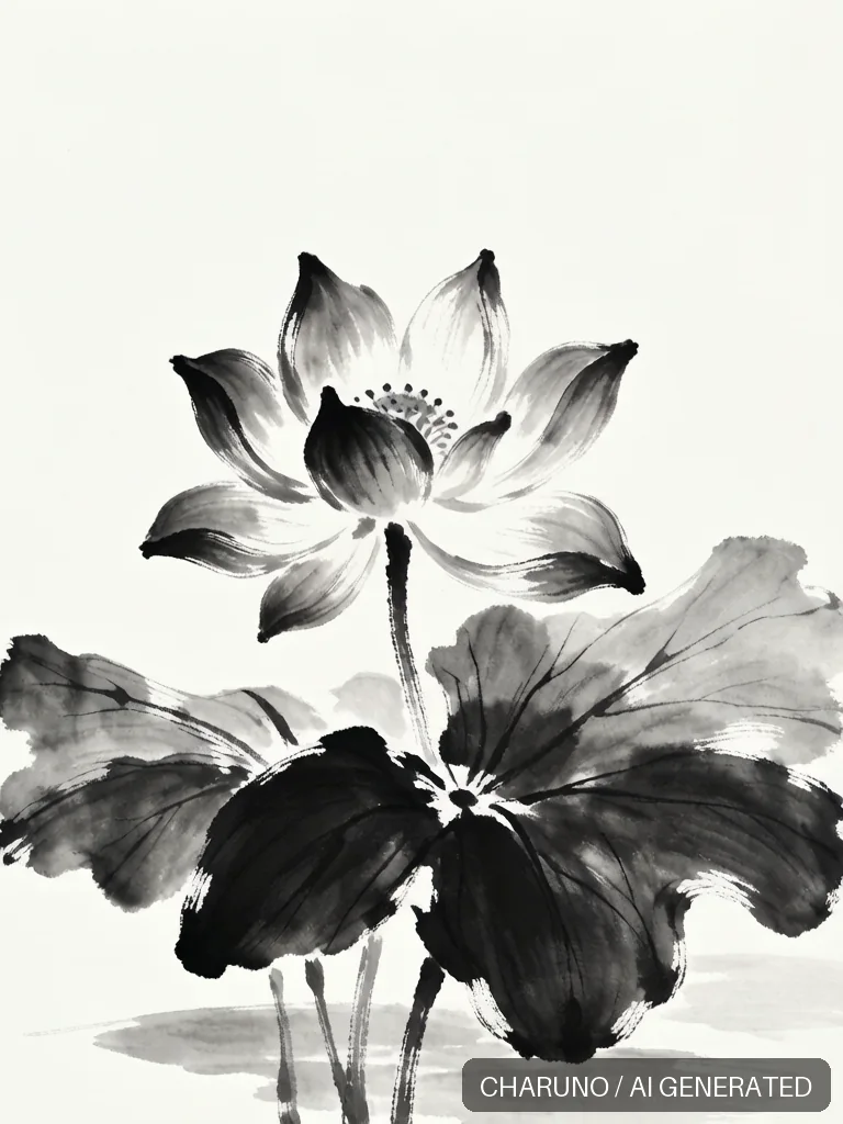 写意荷花 · 图库,第 1 张生成图片
