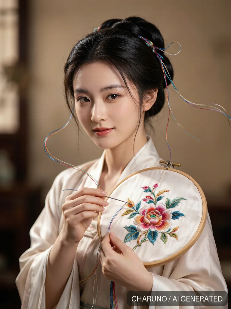 刺绣绣娘 · 图库，第 7 张生成图片