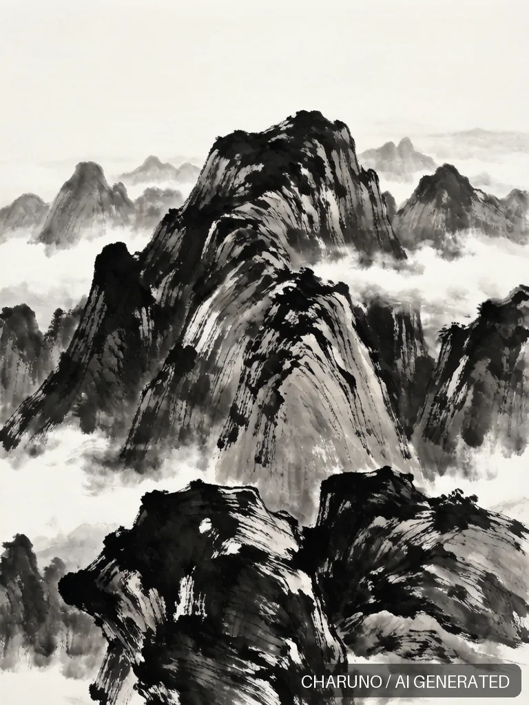 泼墨山水 · 图库,第 3 张生成图片