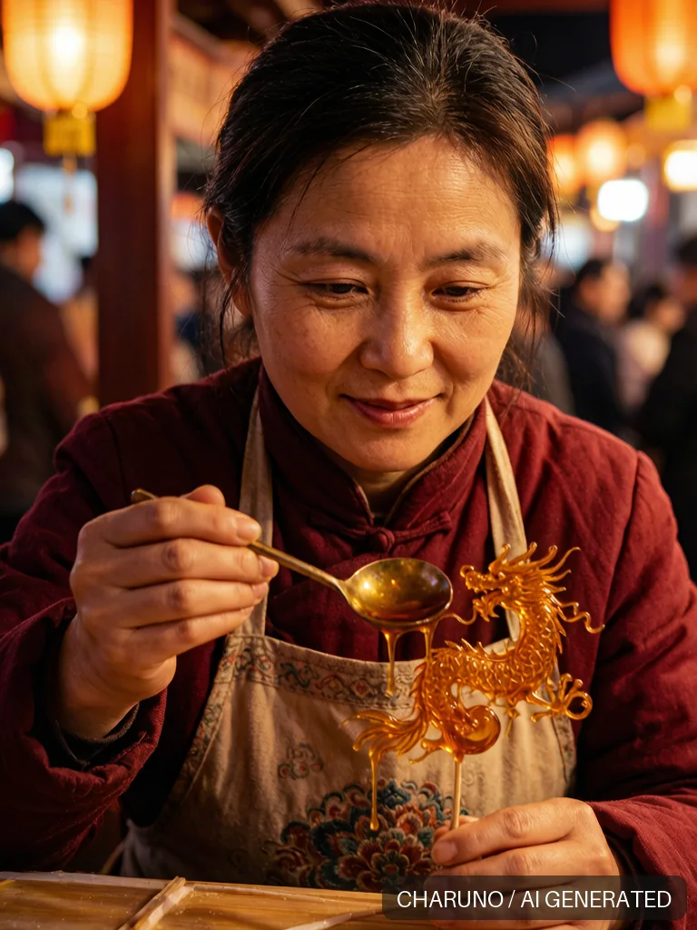 糖画女艺人 · 图库，第 3 张生成图片