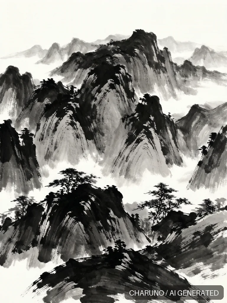 泼墨山水 · 图库,第 7 张生成图片