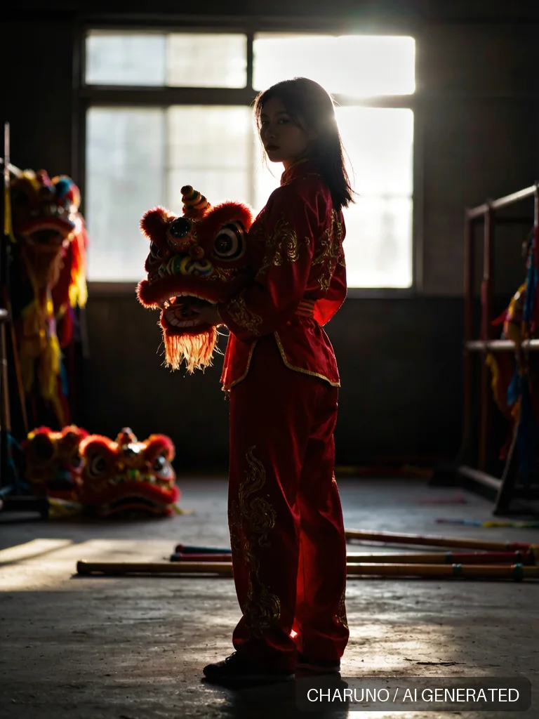 舞狮女队员 · 图库，第 4 张生成图片