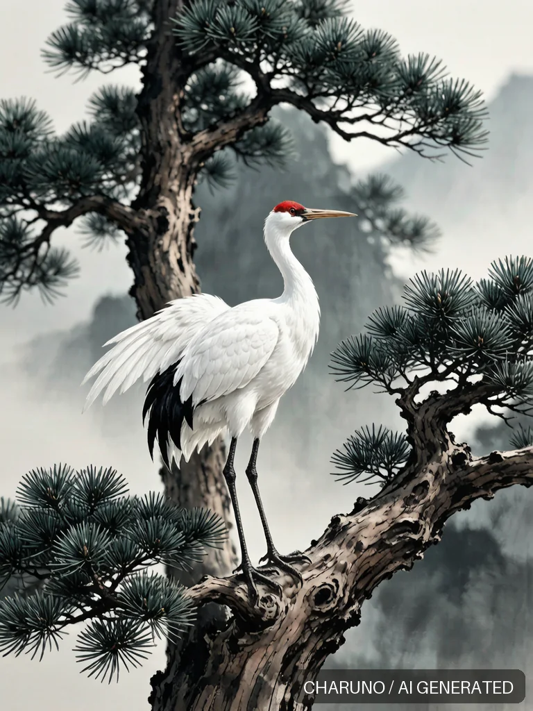 仙鹤祥瑞 · 图库，第 5 张生成图片