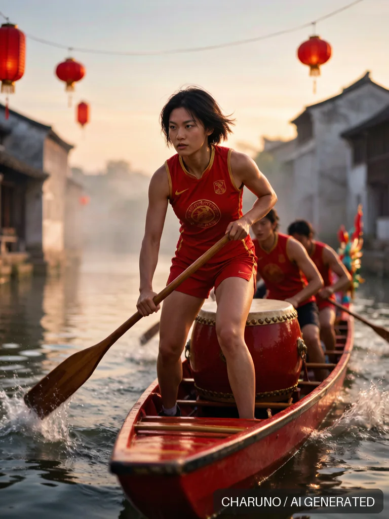 女龙舟划手 · 图库，第 8 张生成图片