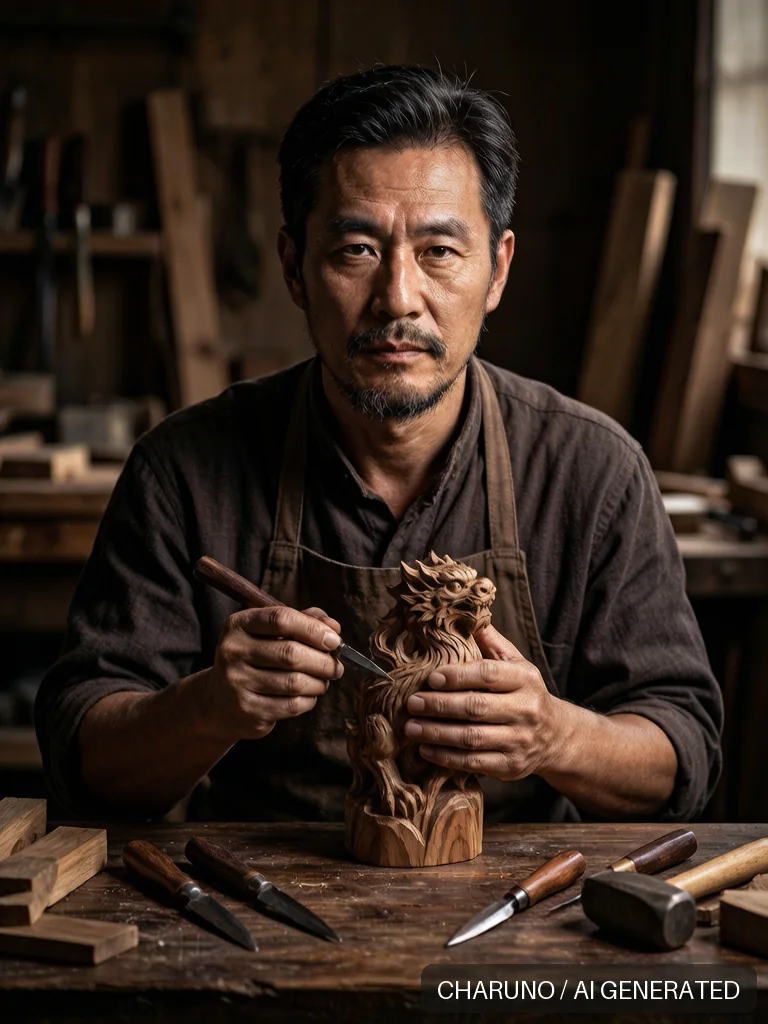 木雕匠人 · 图库,第 2 张生成图片