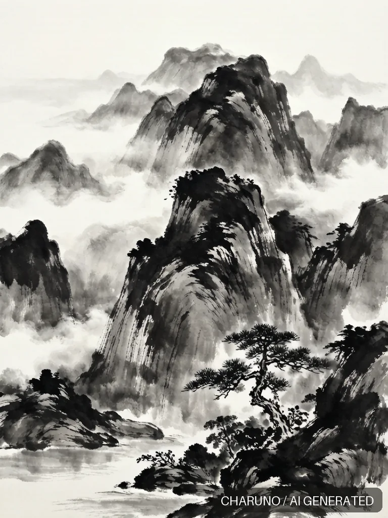 水墨山水 · 图库,第 2 张生成图片