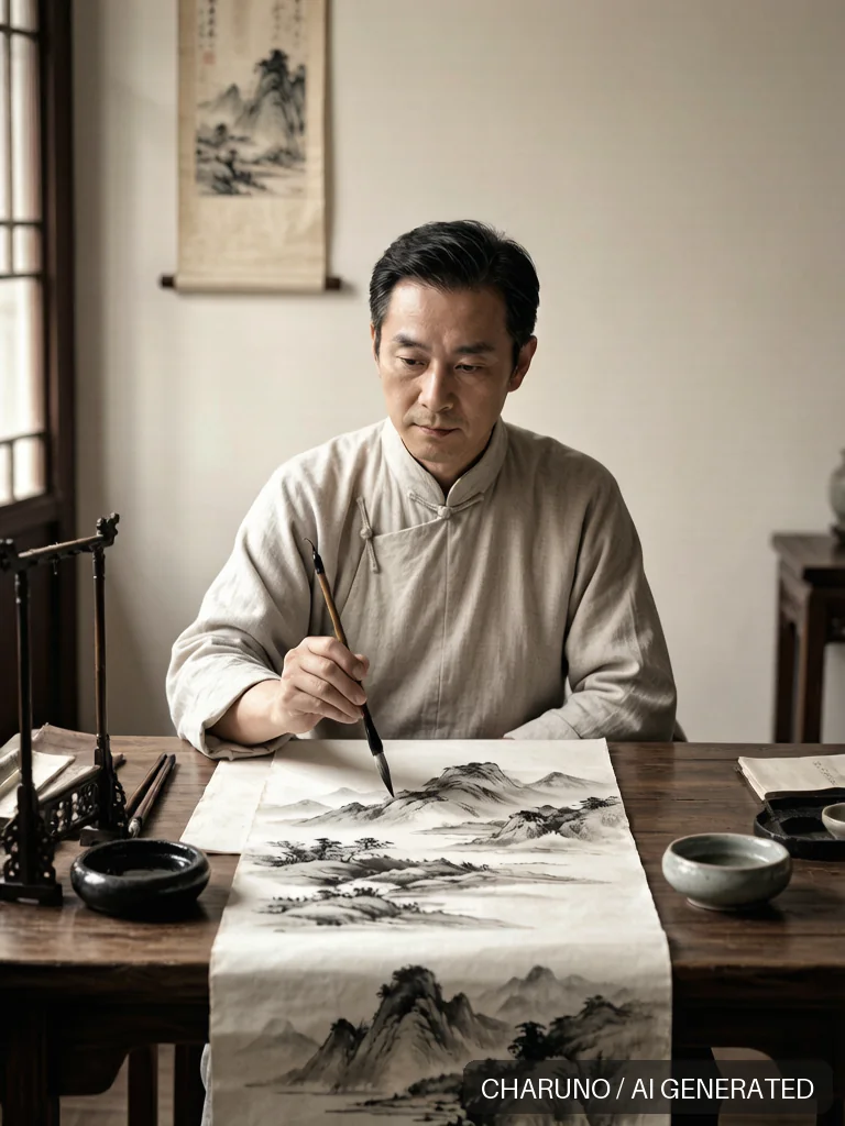 国画画家 · 图库，第 3 张生成图片