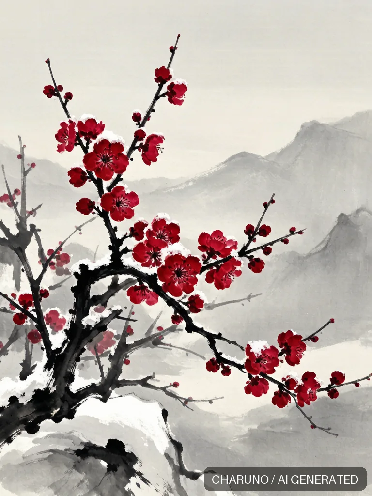 国画寒梅 · 图库，第 4 张生成图片