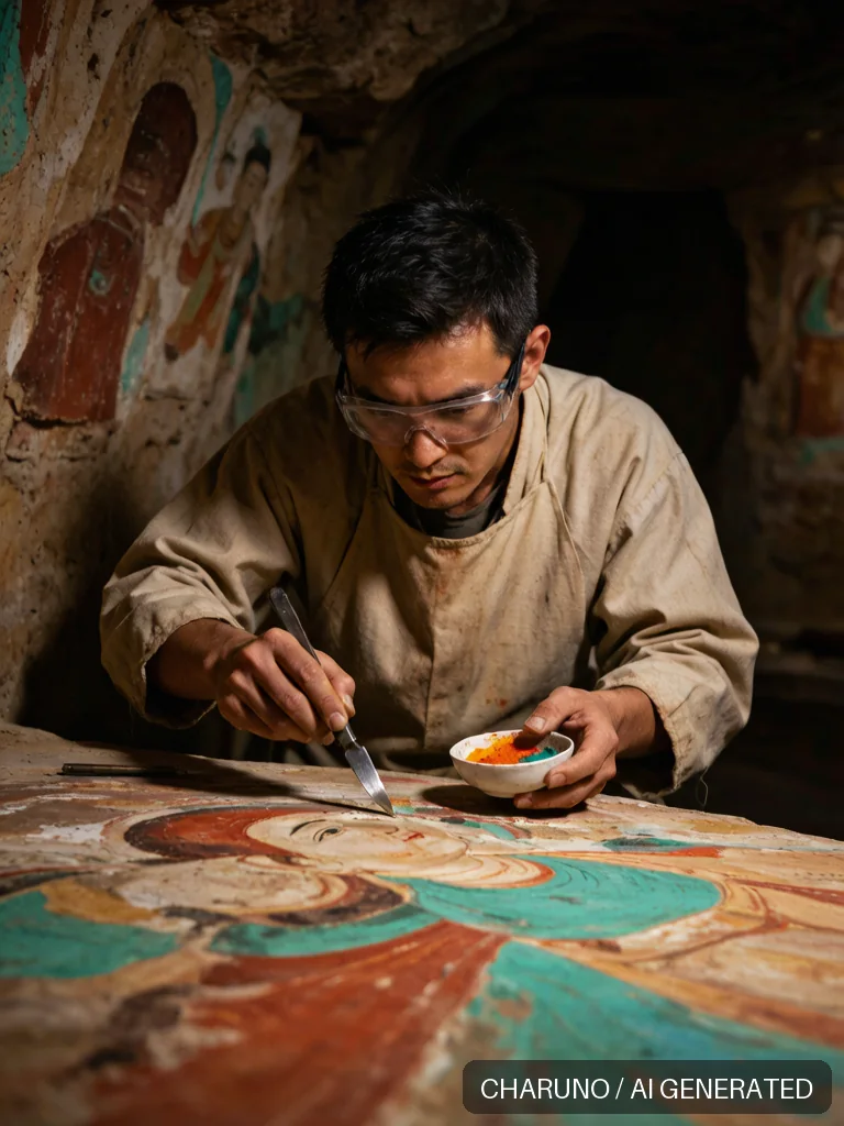 敦煌壁画修复师 · 图库，第 5 张生成图片