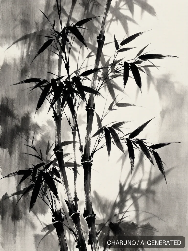 国画墨竹 · 图库，第 3 张生成图片