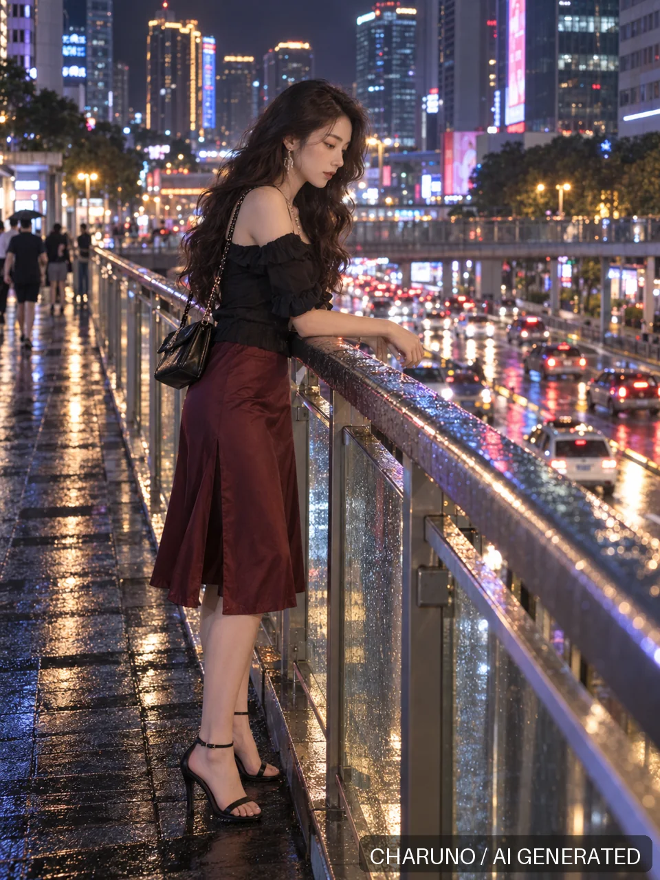 多场景新写真·夏夜霓虹散步，第 3 张生成图片