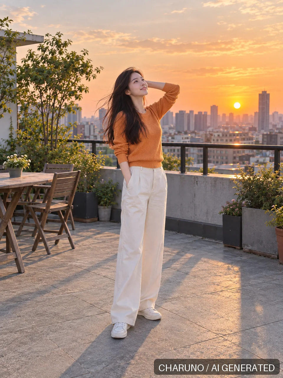 青春靓丽·天台夕阳，第 7 张生成图片