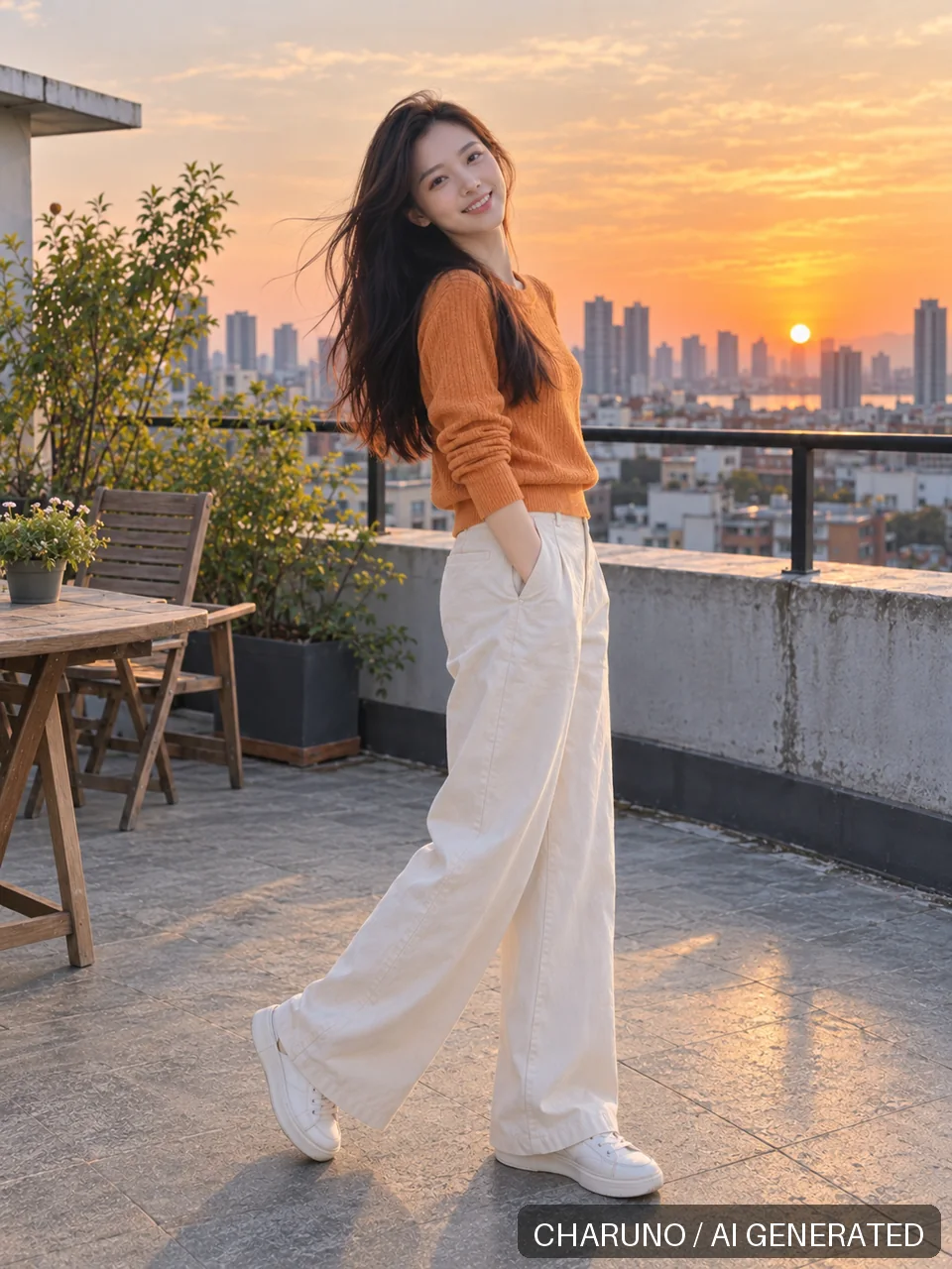 青春靓丽·天台夕阳，第 8 张生成图片