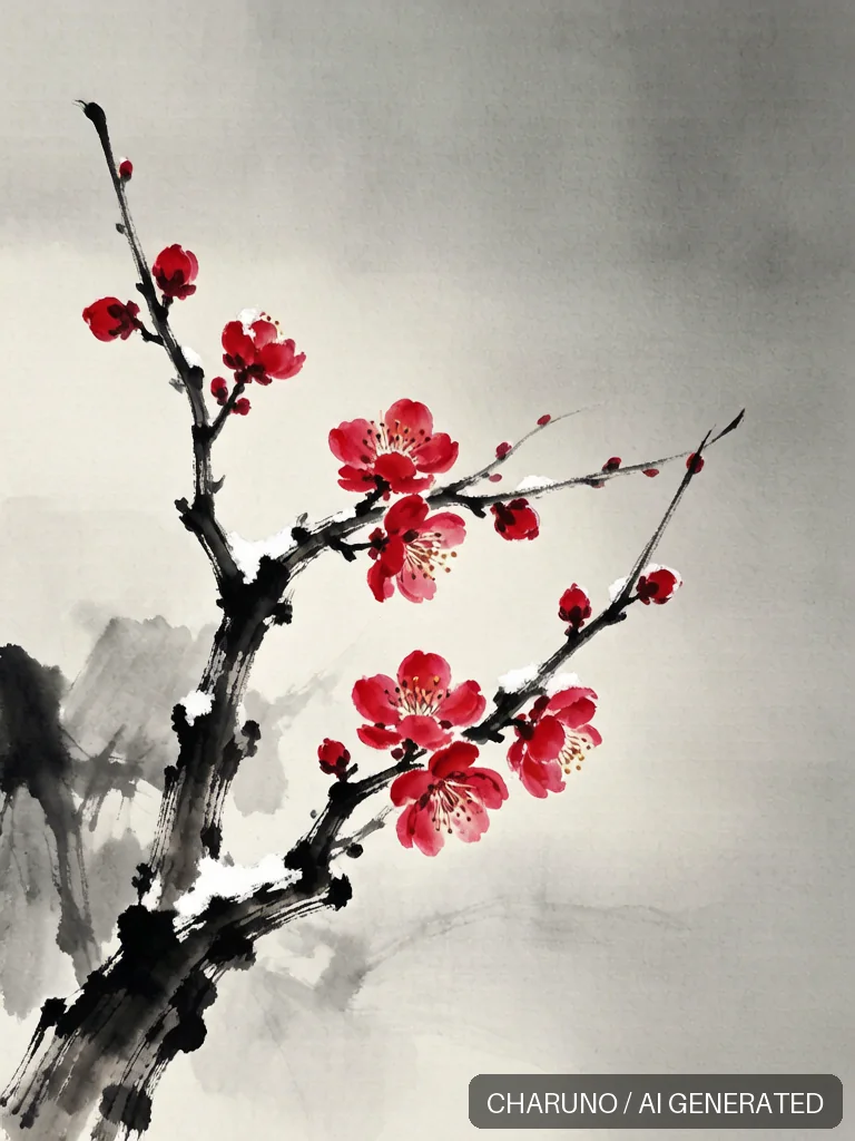 国画寒梅 · 图库，第 7 张生成图片