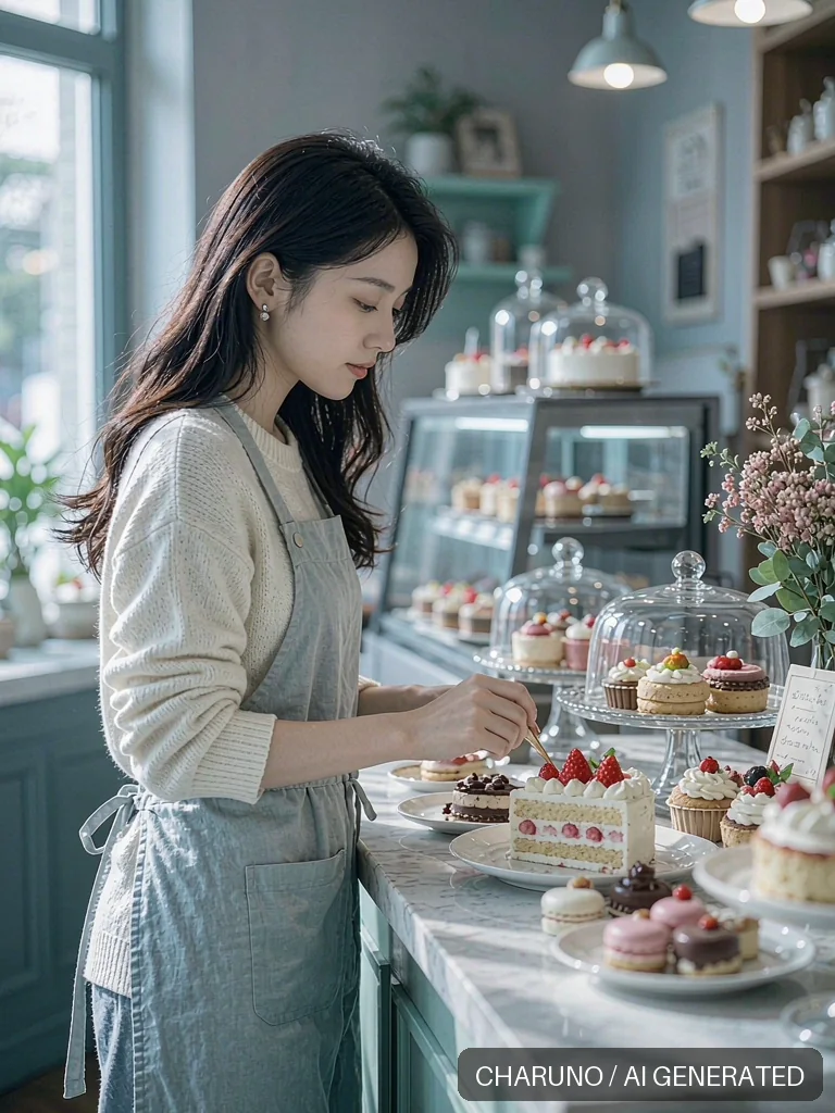 甜品店女店主 · 图库，第 7 张生成图片