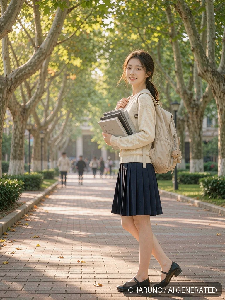 校园女大学生 · 图库，第 6 张生成图片