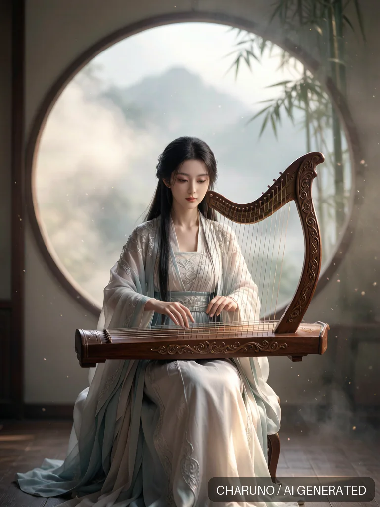 箜篌乐师 · 图库，第 3 张生成图片