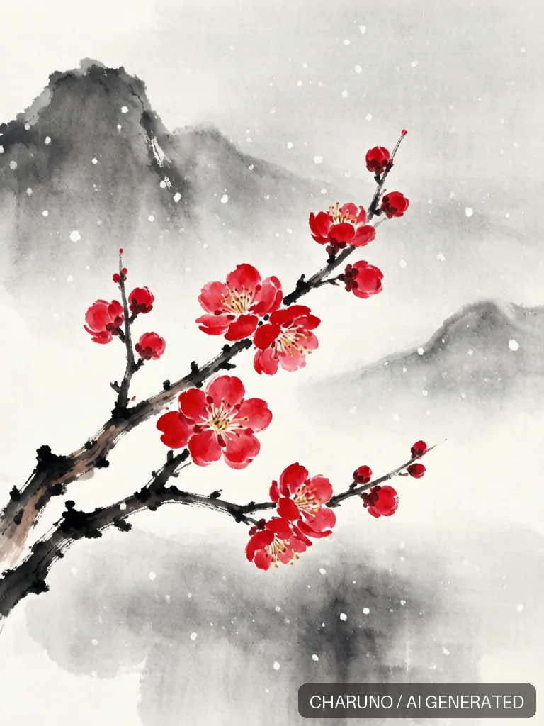 国画寒梅 · 图库，第 5 张生成图片