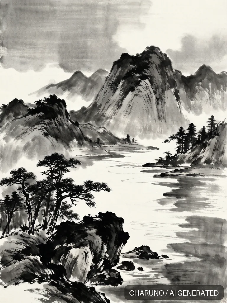 水墨山水 · 图库,第 6 张生成图片