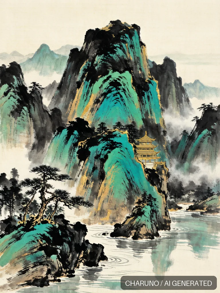 青绿山水 · 图库,第 2 张生成图片