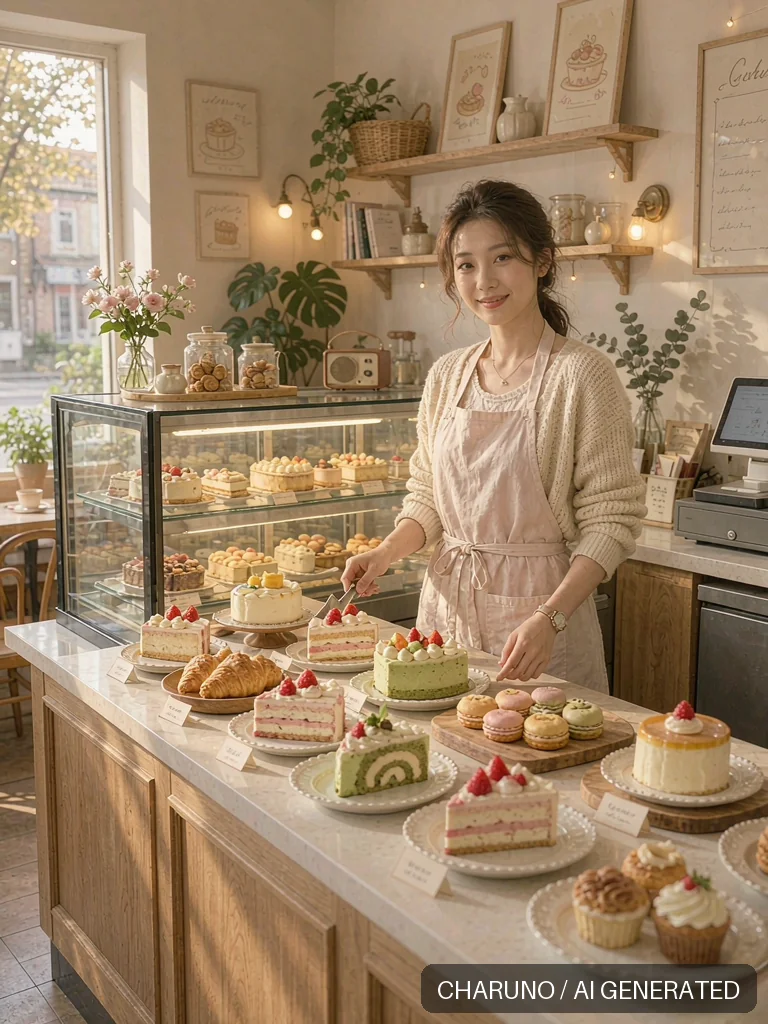 甜品店女店主 · 图库，第 6 张生成图片