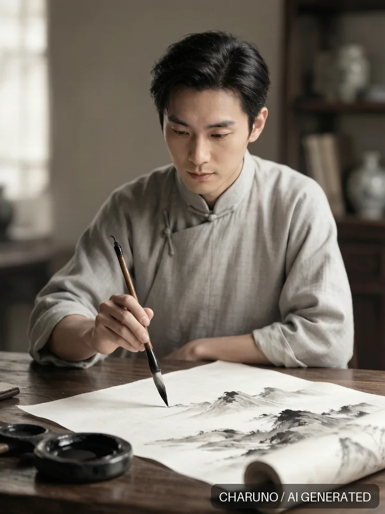 国画画家 · 图库，第 7 张生成图片