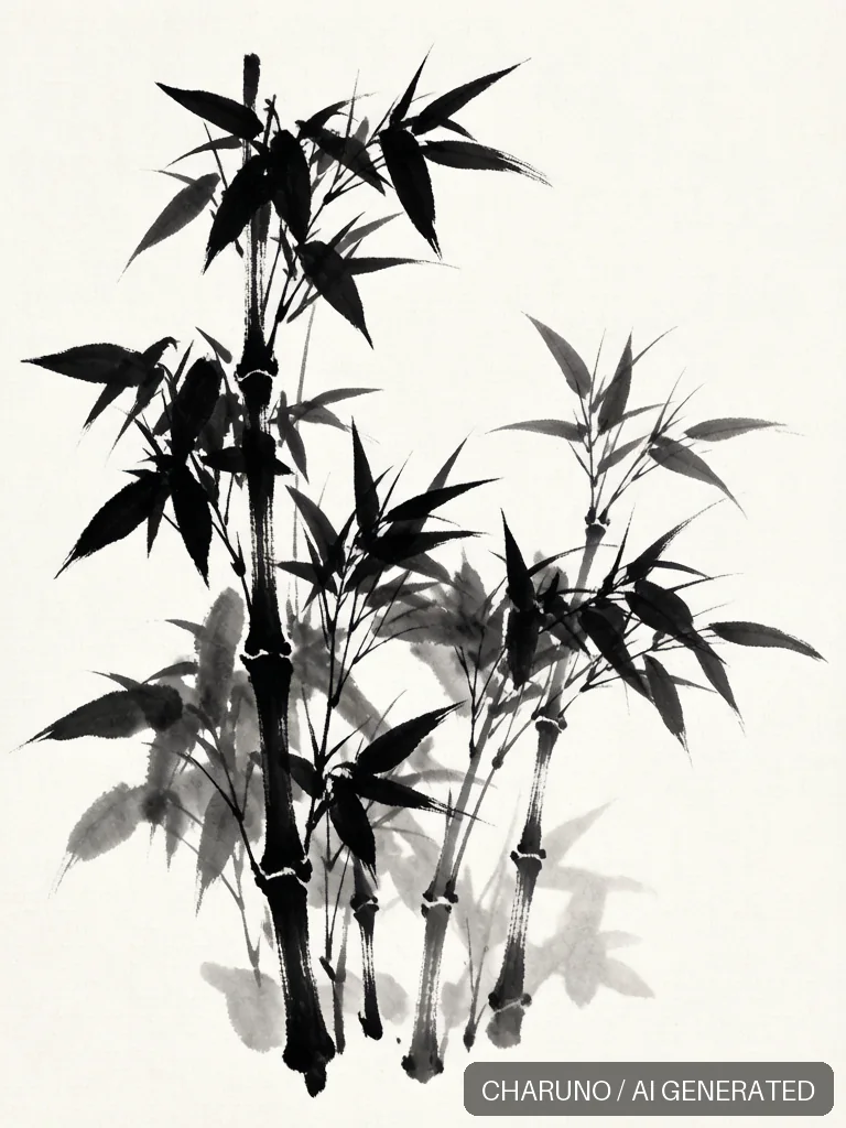 国画墨竹 · 图库，第 4 张生成图片