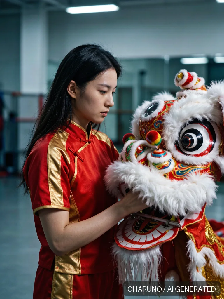 舞狮女队员 · 图库，第 7 张生成图片