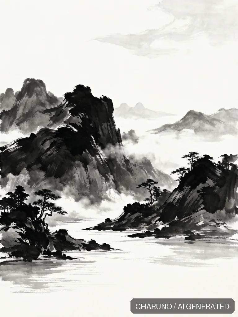水墨山水 · 图库,第 1 张生成图片