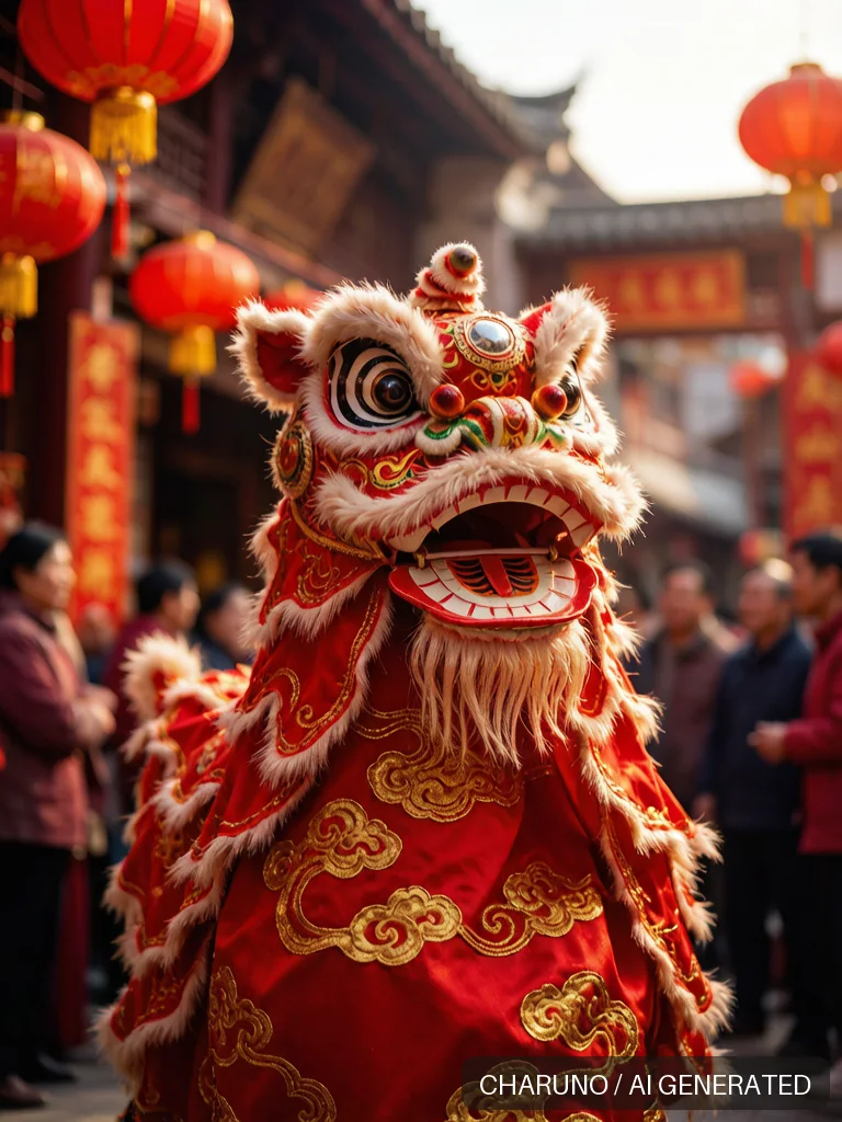民俗舞狮 · 图库,第 2 张生成图片