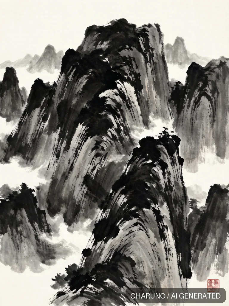 泼墨山水 · 图库,第 8 张生成图片
