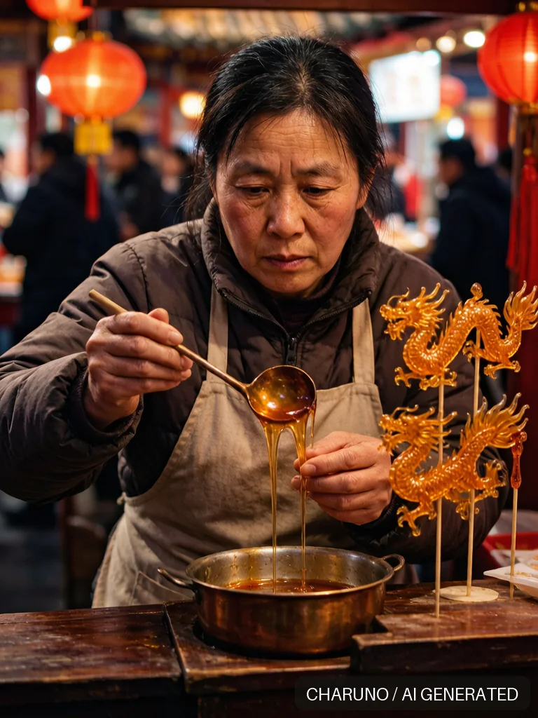 糖画女艺人 · 图库，第 5 张生成图片
