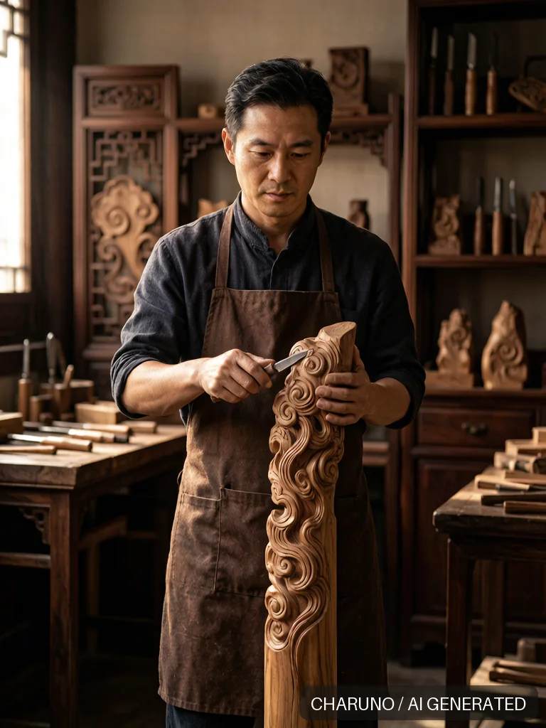 木雕匠人 · 图库,第 8 张生成图片