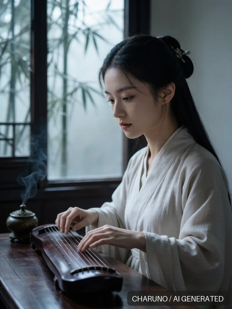 古琴女乐师 · 图库，第 7 张生成图片